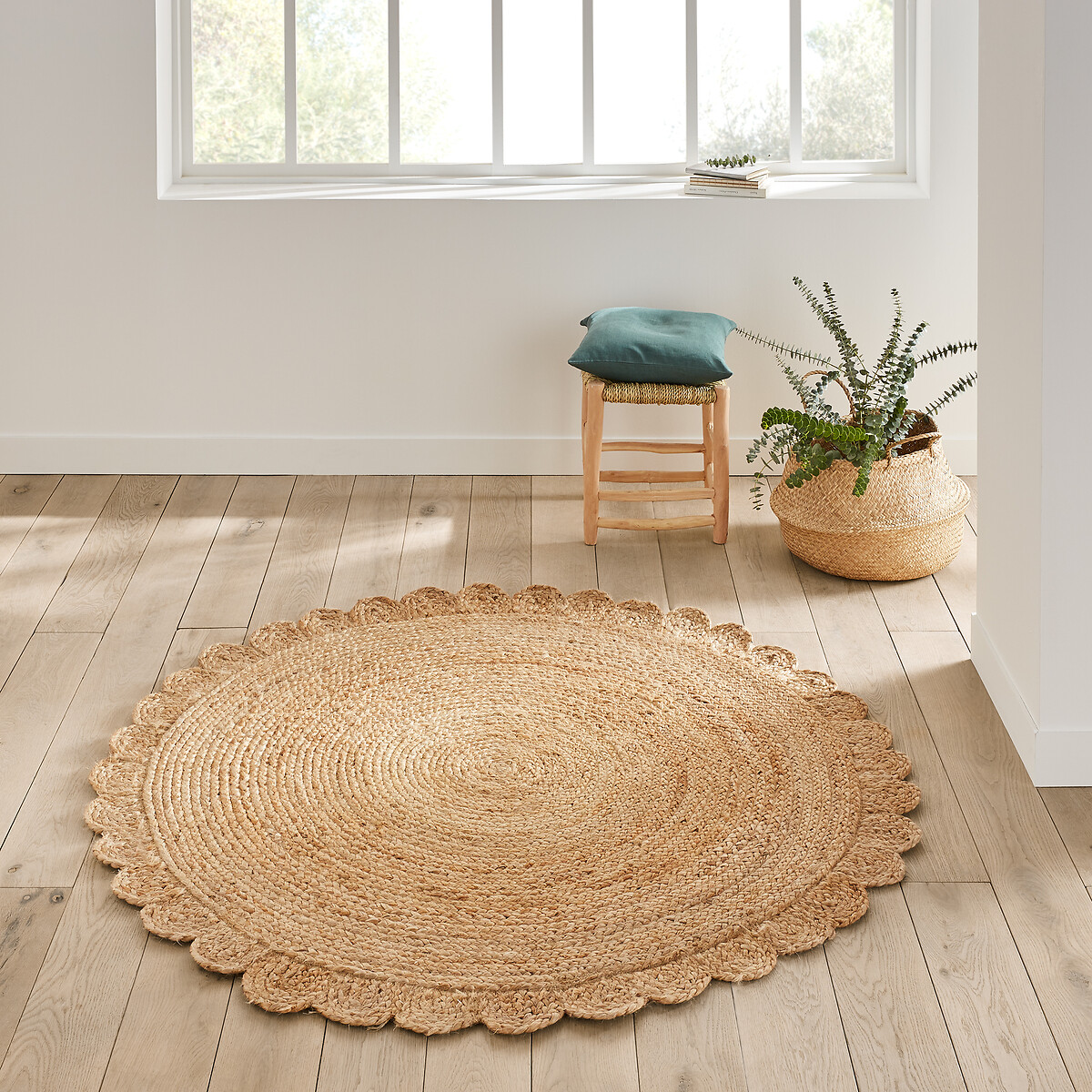 AFTAS- Tapis rond jute forme fleur